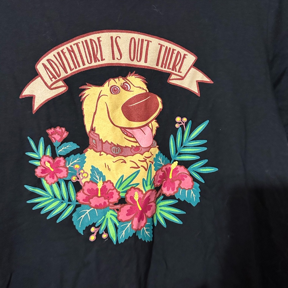Disney Pixar Up Dug Floral Adventure is Out There Tee Shirt - Picture 2 of 3